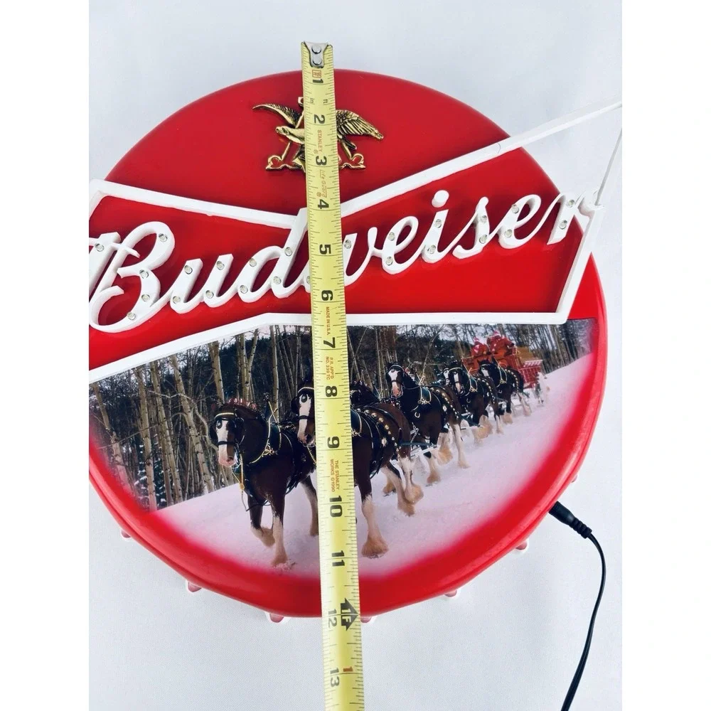 Vintage Budweiser Beer Clydesdale Anheuser Busch Bar Light Sign Man Cave Cap